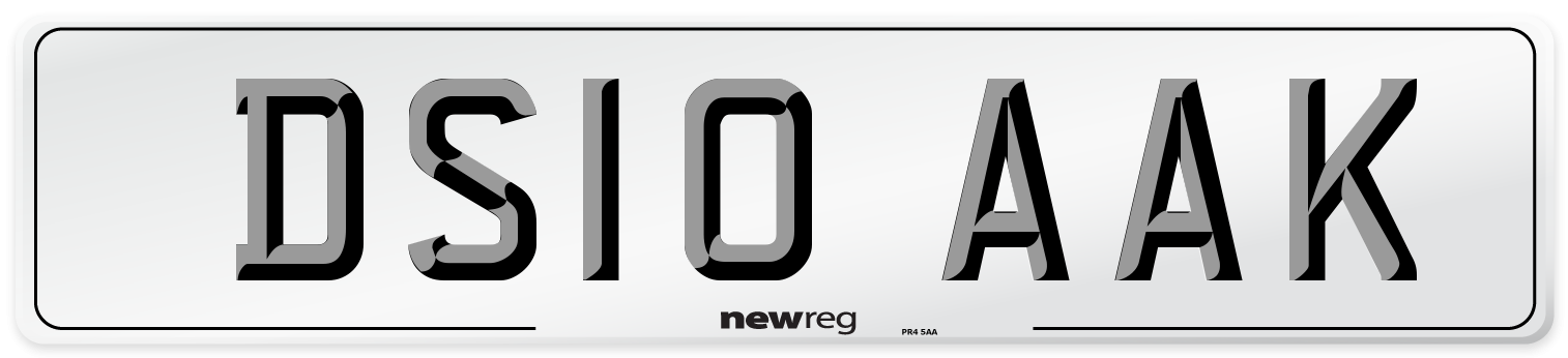 DS10 AAK Number Plate from New Reg